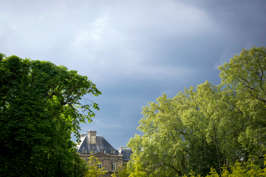 Roof of Luxembourg Palace and stormy skies
