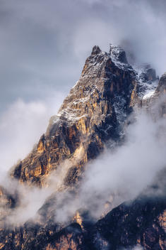 Monte Antelao (3263m) above San Vito di Cadore (close to Cortina d'Ampezzo), is the second highest mountain in Dolomiti, also known as the King of the Mountains, South Tyrol, Italy.