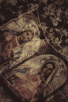 Ruined Image of the Virgin Mary and Jesus Christ with Sacred Heart